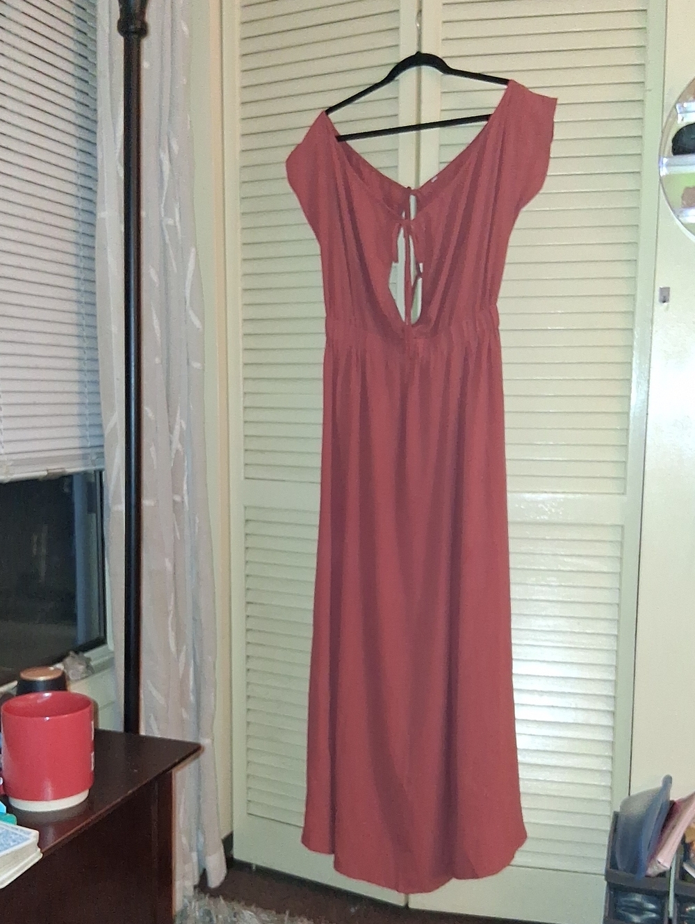 Backless Maxi Dress in Dusty Rose with Tie-Back Detail